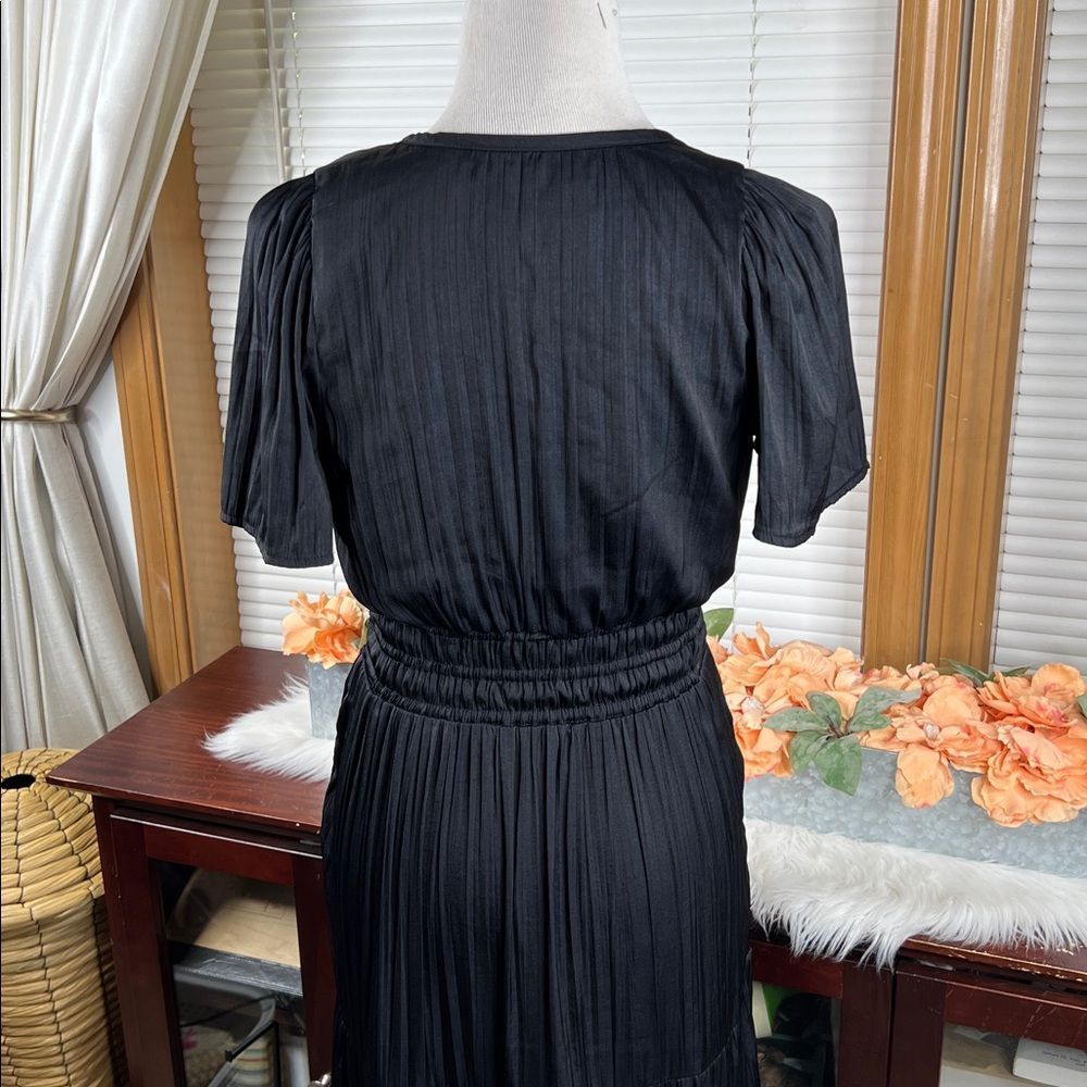 Anthropologie Somerset Black tiered Silky Maxi Dress Size Small - Picture 8 of 13